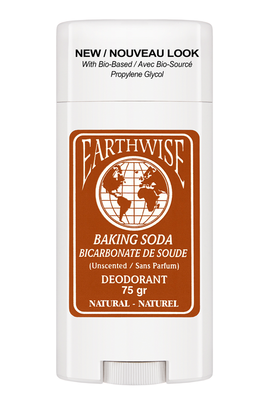 Earthwise Baking Soda Plus Deodorant page. Natural, Vegan, Gluten Free